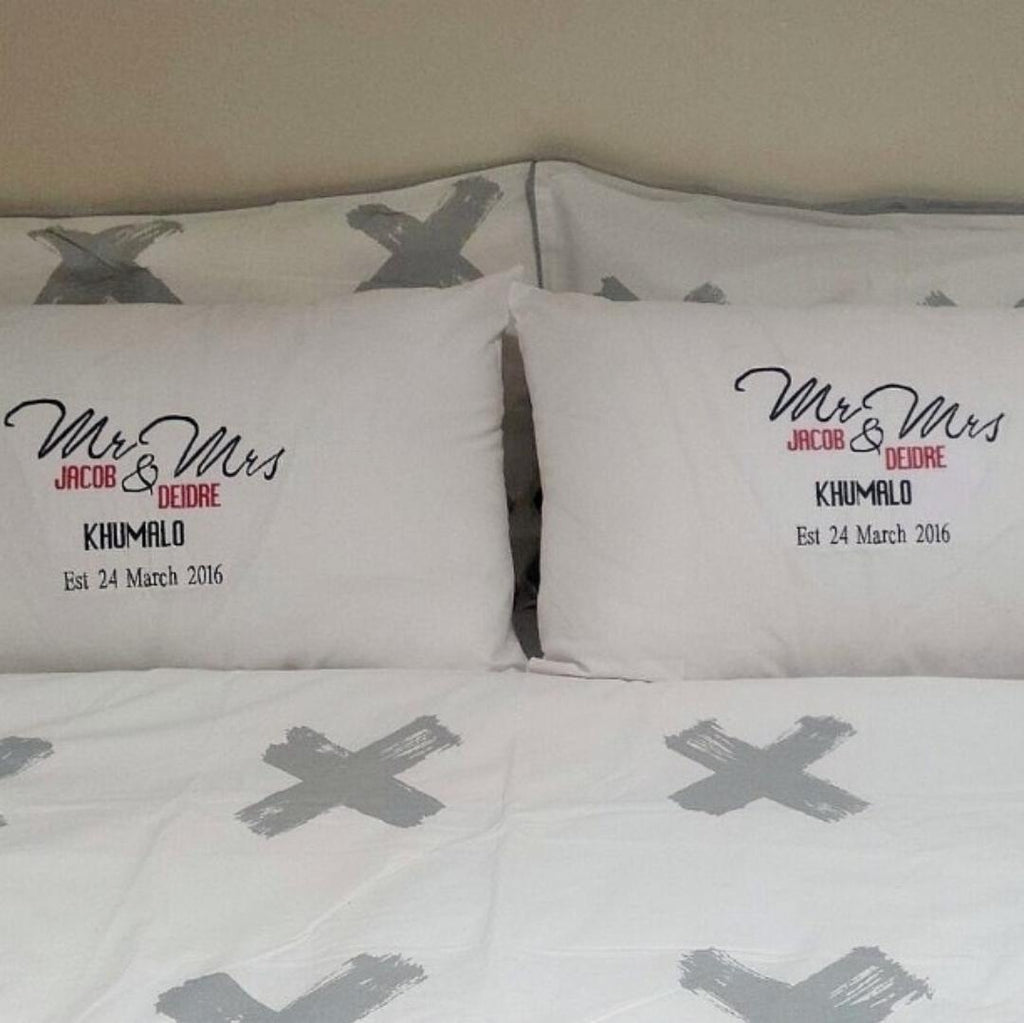 Personalised his and hers standard pillow cases Adore Gifts