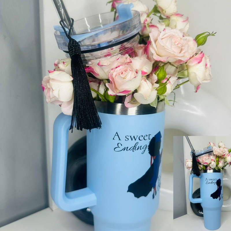 Personalised Stanley Dupe with flower arrangement