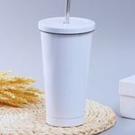 Personalised Stainless Steel Straw Cup, Large Capacity Vacuum Double Layer Coffee Cup