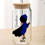 Personalised Glass Tumbler Cups with straw