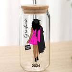 Personalised Glass Tumbler Cups with straw