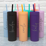 Personalised Skinny Drinking Tumbler 574ml with lid and straw - Double wall Pastel Matte